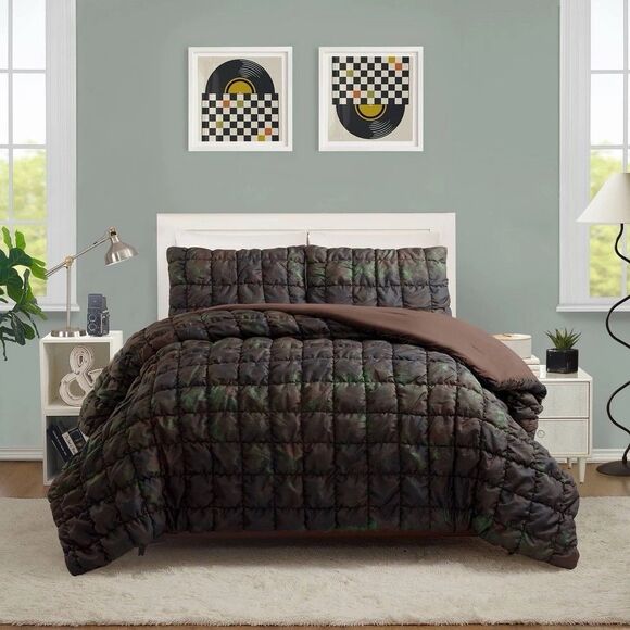 Makers Collective Other - Seek Full/Queen Puffer Square Comforter Lightweight Modern Bedding